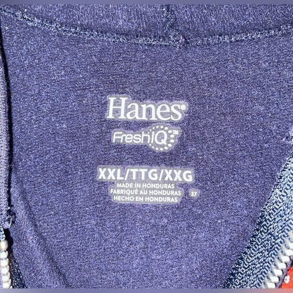Hanes Youth XXL Zip Up Navy Blue Hoodie - Picture 2 of 2